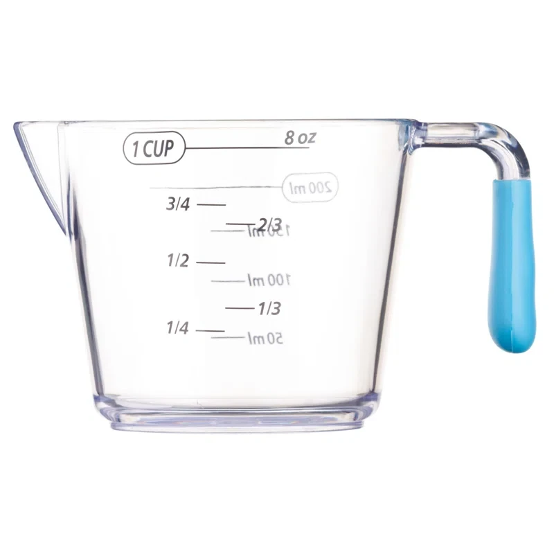KitchenCraft Measuring Jug 200ml Capacity Durable Acrylic with Sturdy Handle Clear Blue Easy-Pour Spout Ideal for Wet & Dry Ingredients - KitchenCraft