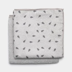 Brabantia SinkSide Microfibre Cleaning Cloths Set of 2 30 x 30 cm Light Grey Lint-Free, Streak-Free, Chemical-Free Cleaning Machine Washable at 60°C