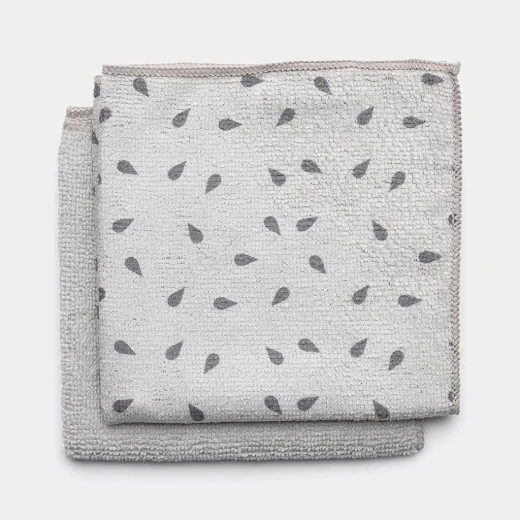 Brabantia SinkSide Microfibre Cleaning Cloths Set of 2 30 x 30 cm Light Grey Lint-Free, Streak-Free, Chemical-Free Cleaning Machine Washable at 60°C