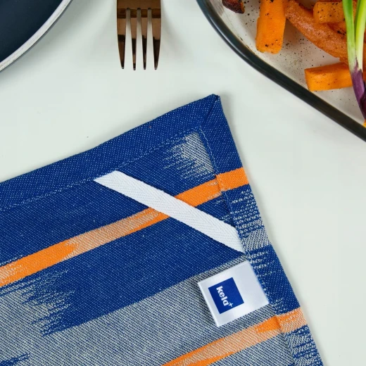 Kela Ethno Dish Towel 70 x 50 cm 100% Cotton Blue & Orange Soft, Absorbent & Durable Kitchen Towel - Kela - Image 2
