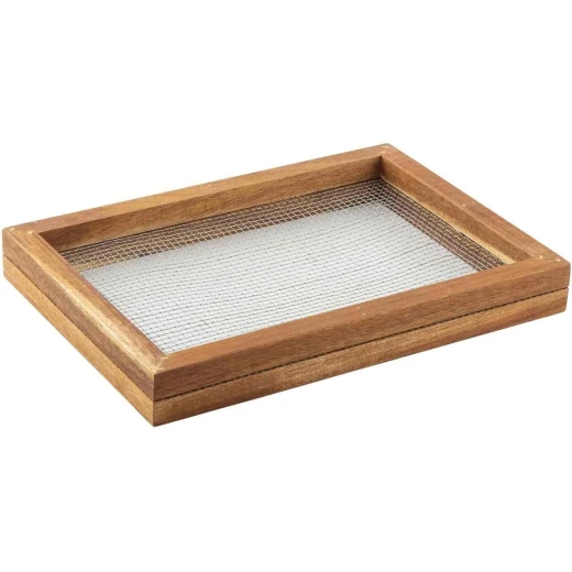 Table Craft Herb Drying Rack 34x34x4 cm Stackable Acacia Wood & Metal Mesh Dehydrator for Fresh Herbs No Electricity Needed Space-Saving Design Hand Wash Recommended - Table Craft - Image 5