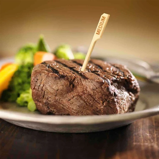 Table Craft "Medium" Bamboo Steak Markers 9cm Biodegradable Food Picks Pack of 100 Eco-Friendly, Single-Use Labels for Cooked Steak Identification - Table Craft - Image 2
