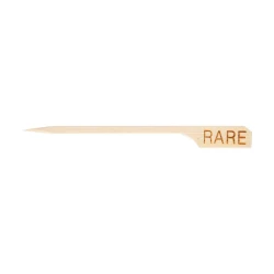 علامات شرائح اللحم "RARE" أعواد خيزران بطول 9 سم عبوة 100 قطعة صديقة للبيئة للاستعمال مرة واحدة لتحديد درجة نضج الستيك من تيبل كرافت