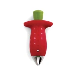 KitchenCraft Stem Gem Strawberry Huller Red/Green Easy Push-Button Tool for Removing Stems from Strawberries & Soft Vegetables Safe for Kids, Dishwasher Safe - KitchenCraft
