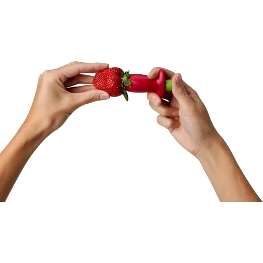 KitchenCraft Stem Gem Strawberry Huller Red/Green Easy Push-Button Tool for Removing Stems from Strawberries & Soft Vegetables Safe for Kids, Dishwasher Safe - KitchenCraft - Image 5