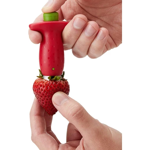 KitchenCraft Stem Gem Strawberry Huller Red/Green Easy Push-Button Tool for Removing Stems from Strawberries & Soft Vegetables Safe for Kids, Dishwasher Safe - KitchenCraft - Image 6