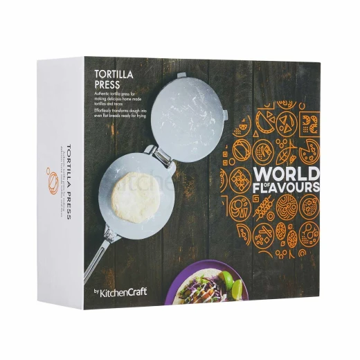 Tortilla Maker, 25cm Cast Aluminium Tortilla Press with Foldable Handle, Heavy Duty Non-Stick Flour Corn Press, Easy Tortilla Pie Maker Press Pan for Homemade Tortillas - KitchenCraft - Image 2