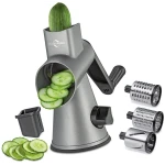 Kuchenprofi Robusto Drum Grater Multi-Purpose Rotary Grater with 3 Interchangeable Drums for Cheese, Chocolate, Nuts, Vegetables & Slicing Coarse & Fine Grating - Kuchenprofi
