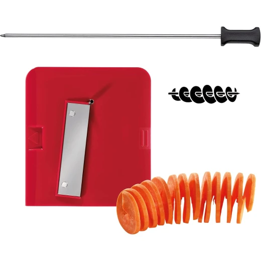 Küchenprofi Compact Spiral Vegetable Slicer 4 Interchangeable Blades for Spaghetti, Spirals & Slices Foldable Design with Suction Feet, 23x14x14 cm, White/Red - Kuchenprofi - Image 3