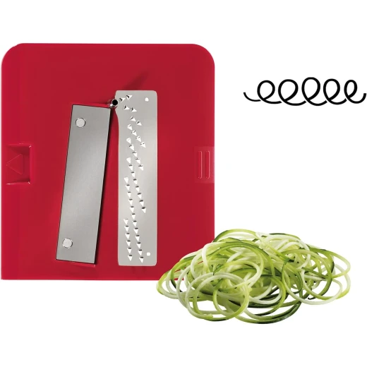 Küchenprofi Compact Spiral Vegetable Slicer 4 Interchangeable Blades for Spaghetti, Spirals & Slices Foldable Design with Suction Feet, 23x14x14 cm, White/Red - Kuchenprofi - Image 5