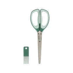 Brabantia Tasty & Herb Scissors with Cleaning Tool Fir Green Ideal for Cutting Fresh Herbs Directly into Dishes, Salads & Pots Soft Silicone Grip, Easy to Clean