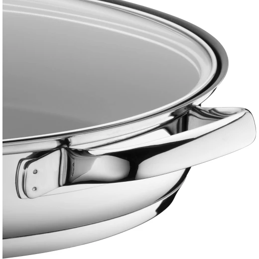 WMF Oval Fish Frying Pan 38x26cm with Glass Lid 18/10 Stainless Steel Heat-Resistant Handles TransTherm Base Suitable for All Stovetops Including Induction - WMF - Image 2
