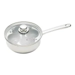 Kitchen Craft Stainless Steel 4-Hole Egg Poacher 20.5cm Mirror Finish with Non-Stick Removable Cups Glass Lid & Riveted Handle Induction-Compatible Dishwasher Safe Doubles as Sauté Pan - KitchenCraft