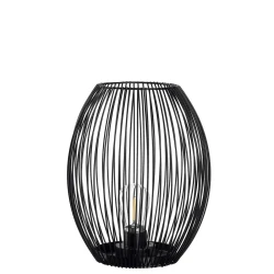 Leonardo Casolare LED Lantern 24cm Decorative Metal Lantern with 6-Hour Timer, Warm Light, Black Finish, Ideal for Indoor & Outdoor Ambience