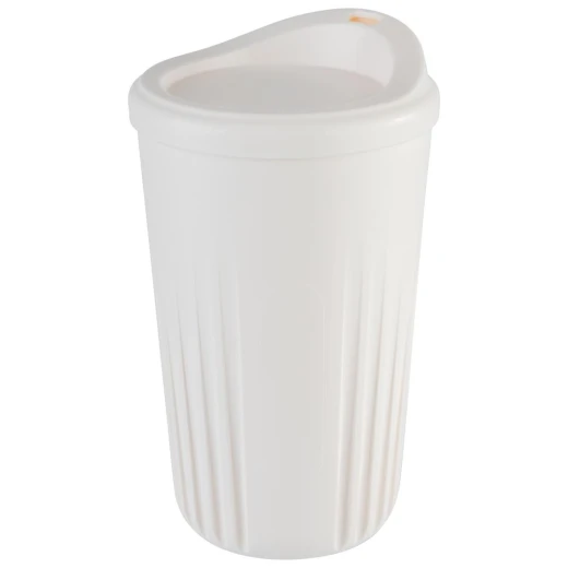 APS Reusable TO GO Cup 400ml White Polypropylene Coffee Cup with Lid Stackable, Insulated Grooved Design, 100% Recyclable - APS - Image 4