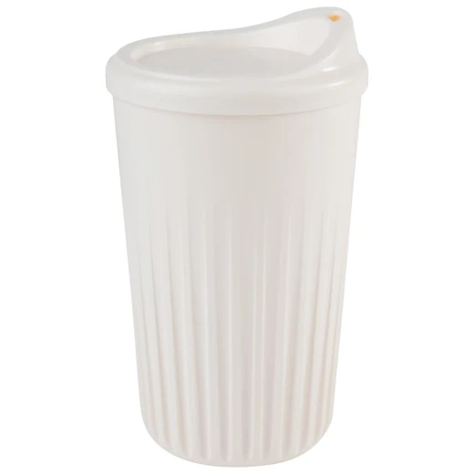 APS Reusable TO GO Cup 400ml White Polypropylene Coffee Cup with Lid Stackable, Insulated Grooved Design, 100% Recyclable - APS - Image 5