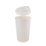 APS Reusable TO GO Cup 400ml White Polypropylene Coffee Cup with Lid Stackable, Insulated Grooved Design, 100% Recyclable - APS