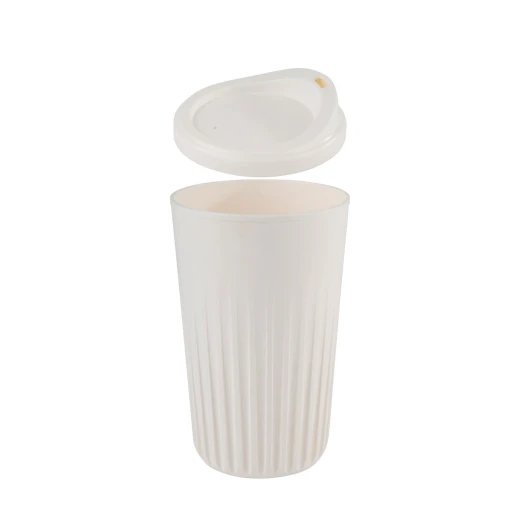APS Reusable TO GO Cup 400ml White Polypropylene Coffee Cup with Lid Stackable, Insulated Grooved Design, 100% Recyclable APS Reusable TO GO Cup 400ml White Polypropylene Coffee Cup with Lid Stackable, Insulated Grooved Design, 100% Recyclable