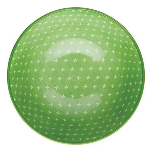 Kitchen Craft Glazed Stoneware Bowl with Geometric Pattern, Green & Yellow Ceramic Bowls with Footed Base, Microwave & Dishwasher Safe, 15.7 cm (6") - KitchenCraft - Image 4