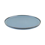 Bonna Sky Hygge Flat Porcelain Plate 28 cm, Blue  Reactive Glaze Finish, Unique Texture & Color Variations - Bonna