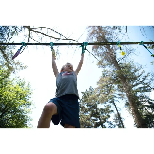 Hape Treelines Ninja Adventure Kit 36 ft (11 m) Line with Hanging Obstacles, Outdoor Play Set for Kids Aged 5+ - Hape - Image 2