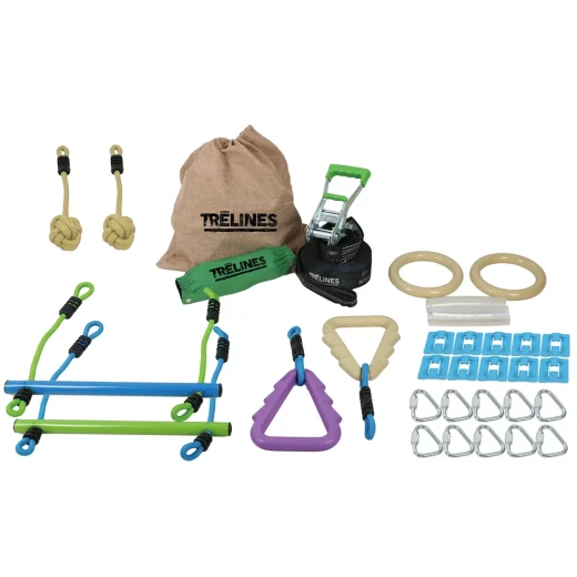 Hape Treelines Ninja Adventure Kit 36 ft (11 m) Line with Hanging Obstacles, Outdoor Play Set for Kids Aged 5+ - Hape - Image 3