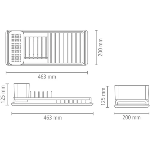 Brabantia Small Compact Dish Drying Rack Light Gray - KitchenCraft - Image 4