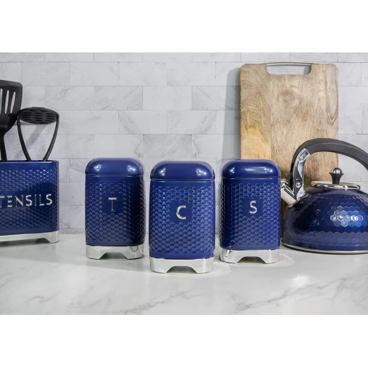 Kitchencraft Coffee Canister with Geometric Hexagon Pattern Midnight Navy1 1x11x19cm - KitchenCraft - Image 5