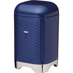 Kitchencraft Tea Canister with Geometric Hexagon Pattern Midnight Navy1 1x11x19cm
