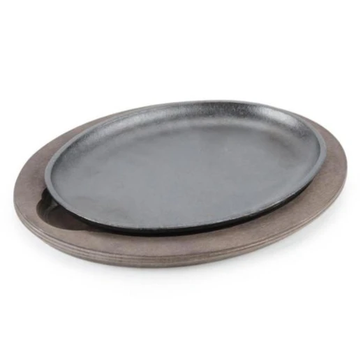 Lodge Cast Iron Oval Fajita Platter with Wood Base Lodge Cast Iron Oval Fajita Platter with Wood Base