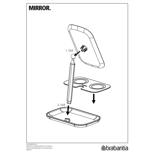 Brabantia Renew 360° Adjustable Vanity Bathroom Mirror with Stand & Storage Tray, Dark Grey - Brabantia - Image 3