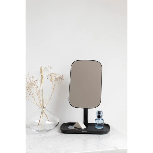 Brabantia Renew 360° Adjustable Vanity Bathroom Mirror with Stand & Storage Tray, Dark Grey - Brabantia - Image 4