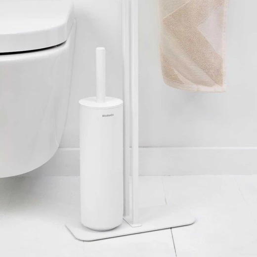 Brabantia Mindset Toilet Butler Mineral Fresh White All-in-One Freestanding Bathroom Organizer with Toilet Roll Holder, Shelf & Silicone Toilet Brush No Drilling Needed - Brabantia - Image 2