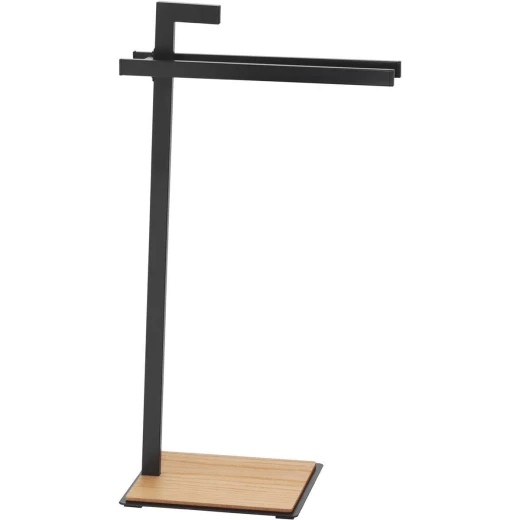 Kela Oak Towel Holder Freestanding Rack with 2 Bars Modern Design with Powder-Coated Metal & Solid Oak Wood 30x24x82.5 cm - Kela - Image 2