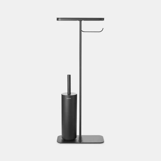 Brabantia Mindset Toilet Butler Mineral Infinite Grey All-in-One Freestanding Bathroom Organizer with Toilet Roll Holder, Shelf & Silicone Toilet Brush No Drilling Needed Brabantia Mindset Toilet Butler Mineral Infinite Grey All-in-One Freestanding Bathroom Organizer with Toilet Roll Holder, Shelf & Silicone Toilet Brush No Drilling Needed