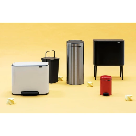 Brabantia New Icon Pedal Bin 5 Liter Red Soft-Close Lid, Removable Inner Bucket, Supports Ocean Cleanup Compact Trash Can - Brabantia - Image 3