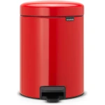 Brabantia New Icon Pedal Bin 5 Liter Red Soft-Close Lid, Removable Inner Bucket, Supports Ocean Cleanup Compact Trash Can - Brabantia