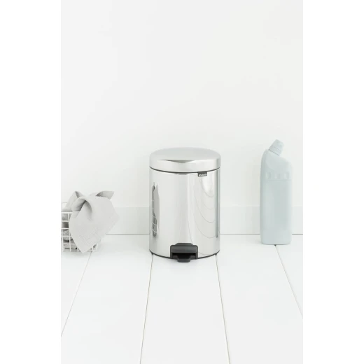 Brabantia New Icon Pedal Bin 5 Liter Brilliant Steel Soft-Close Lid, Removable Inner Bucket, Supports Ocean Cleanup Compact Trash Can - Brabantia - Image 5