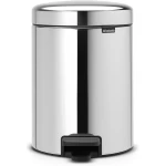 Brabantia New Icon Pedal Bin 5 Liter Brilliant Steel Soft-Close Lid, Removable Inner Bucket, Supports Ocean Cleanup Compact Trash Can - Brabantia