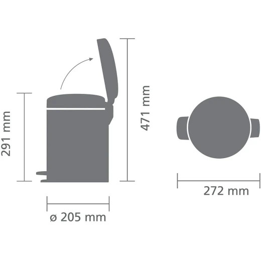 Brabantia New Icon Pedal Bin 5 Liter Matt Black Soft-Close Lid, Removable Inner Bucket, Supports Ocean Cleanup Compact Trash Can - Brabantia - Image 2