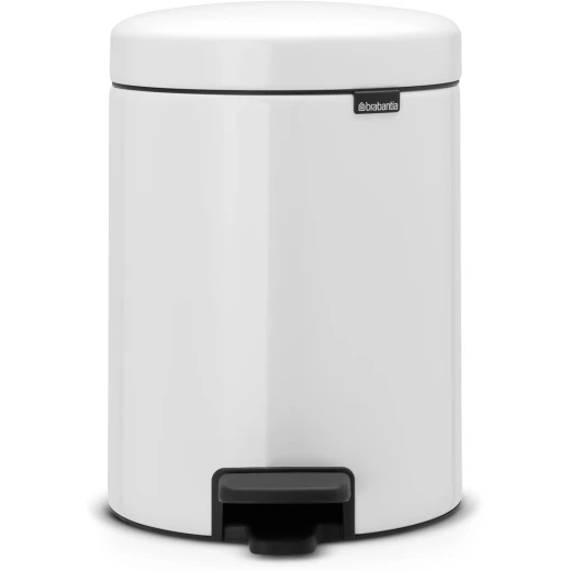 Brabantia New Icon Pedal Bin 5 Liter White Soft-Close Lid, Removable Inner Bucket, Supports Ocean Cleanup Compact Trash Can Brabantia New Icon Pedal Bin 5 Liter White Soft-Close Lid, Removable Inner Bucket, Supports Ocean Cleanup Compact Trash Can