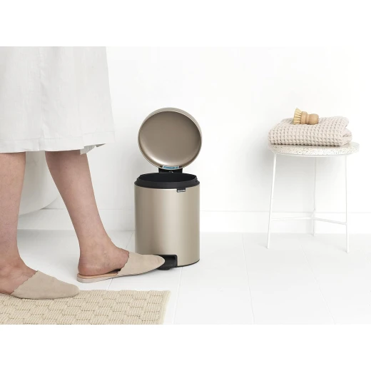 Brabantia NewIcon Pedal Bin 5L Champagne Soft Close Lid, Compact Design, Supports Ocean Cleanup, Stylish Trash Can for Bathroom or Office, 10-Year Guarantee - Brabantia - Image 5