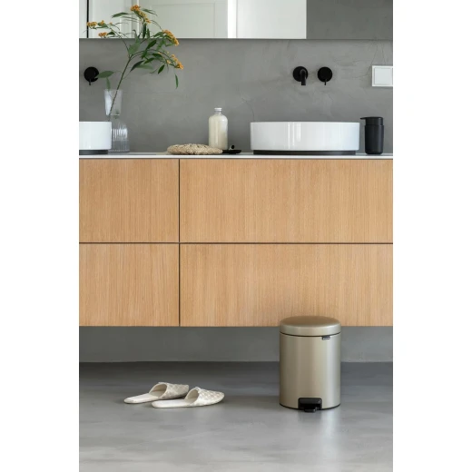 Brabantia NewIcon Pedal Bin 5L Champagne Soft Close Lid, Compact Design, Supports Ocean Cleanup, Stylish Trash Can for Bathroom or Office, 10-Year Guarantee - Brabantia - Image 4