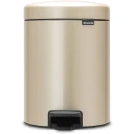 Brabantia NewIcon Pedal Bin 5L Champagne Soft Close Lid, Compact Design, Supports Ocean Cleanup, Stylish Trash Can for Bathroom or Office, 10-Year Guarantee - Brabantia