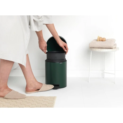 Brabantia New Icon Pedal Bin 5 Liter Pine Green Soft-Close Lid, Removable Inner Bucket, Supports Ocean Cleanup Compact Trash Can - Brabantia - Image 5