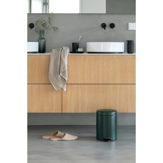 Brabantia New Icon Pedal Bin 5 Liter Pine Green Soft-Close Lid, Removable Inner Bucket, Supports Ocean Cleanup Compact Trash Can - Brabantia - Image 2