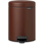 Brabantia New Icon Pedal Bin 5 Liter Mineral Cosy Brown Soft-Close Lid, Removable Inner Bucket, Supports Ocean Cleanup Compact Trash Can  21 x 27 x 29 cm - Brabantia