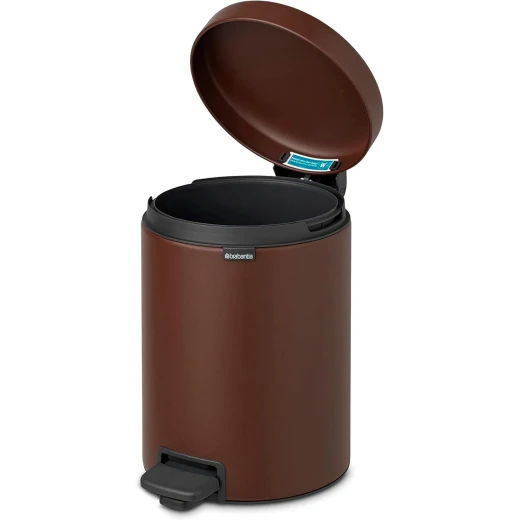 Brabantia New Icon Pedal Bin 5 Liter Mineral Cosy Brown Soft-Close Lid, Removable Inner Bucket, Supports Ocean Cleanup Compact Trash Can  21 x 27 x 29 cm - Brabantia - Image 2
