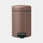 Brabantia NewIcon 3L Pedal Bin Satin Taupe Soft Close Lid, Odor Seal, Removable Inner Bucket, Non-Slip Base Small Trash Can for Bathroom, Kitchen, or Office - Brabantia