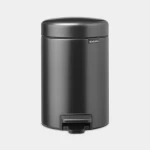 Brabantia NewIcon Pedal Bin 3L Confident Grey Soft Close Lid, Odor Seal, Removable Inner Bucket, Non-Slip Base, Anti-Tilt Compact Trash Can for Bathroom, Bedroom, or Office - Brabantia